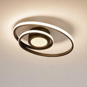 Lindby LED mennyezeti lámpa Thalina, 45cm, dimmelhető, Infinity Tunnel, dimmelhető, Fekete, Nappali / Étkező, fém, Modern