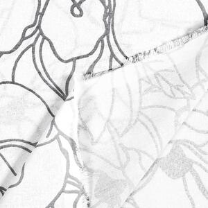Goldea szögletes terítő 100% pamutvászon - sötétszürke virágok fehér alapon 120 x 160 cm
