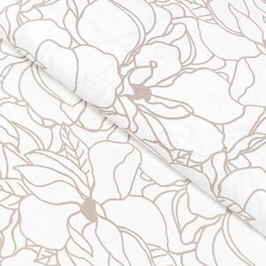 Goldea szögletes terítő 100% pamutvászon - világos bézs virágok fehér alapon 80 x 80 cm