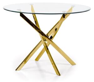 RAYMOND asztal, átlátszó asztallappal - lábak - sárga