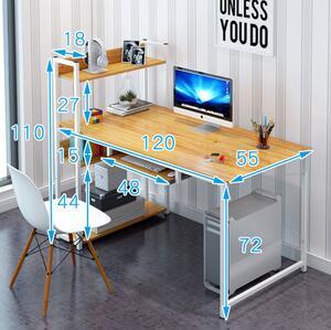 Íróasztal, számítógépasztal, polccal - Barna