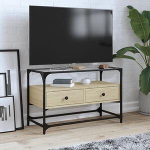 Sonoma tölgy szerelt fa TV-szekrény üveglappal 80 x 35 x 51 cm