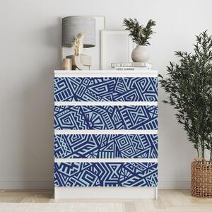 IKEA MALM bútormatrica - kék azték minta