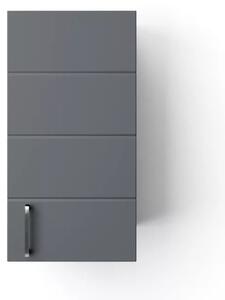 HD MART 30 cm széles polcos fürdőszobai fali szekrény, sötét szürke, króm kiegészítőkkel, 1 soft close ajtóval