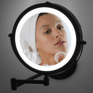 Yoka Home nagyítós kozmetikai tükör - 2 oldalas - LED világítás - Fekete