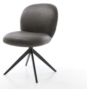 DELIFE Étkezőszék Nube-Flex mikroszálas antracit vintage kereszt láb széles fekete 360° forgatható hintamechanizmus zsákrugó
