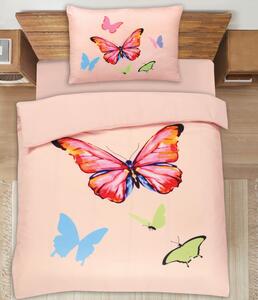 BUTTERFLY rózsaszín lepedő 70x90cm + 140x200cm