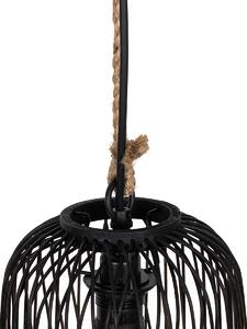 Vidéki kültéri függőlámpa fekete rattan 25 cm - Calamus
