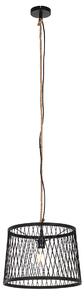 Vidéki kültéri függőlámpa fekete rattan 40 cm - Calamus