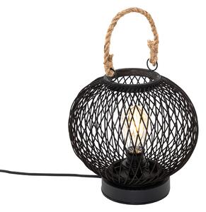 Vidéki kültéri asztali lámpa fekete rattan - Calamus