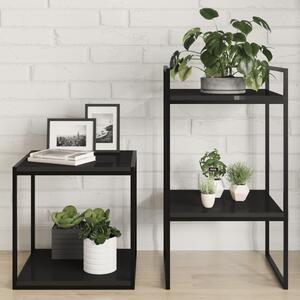 8 db magasfényű fekete szerelt fa könyvespolc 40 x 40 x 1,5 cm