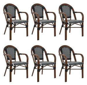 King Home Cafe Paris ARM Kerti Szék Szett Szintetikus Rattan Fekete-Fehér 6 db