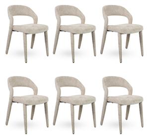 MaMaison KOS Étkezőszék Készlet Szenilszövet Bézs Elegáns Design (6 db)