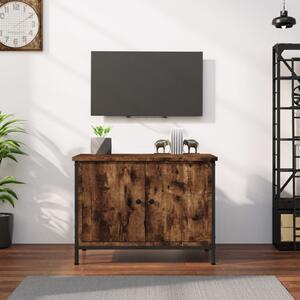 Füstös tölgy színű szerelt fa TV-szekrény ajtókkal 60x35x45 cm