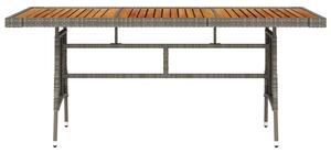 VidaXL szürke polyrattan és tömör akácfa kerti asztal 160 x 70 x 72 cm