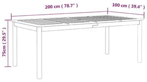 VidaXL szürke tömör akácfa kerti asztal 200 x 100 x 75 cm