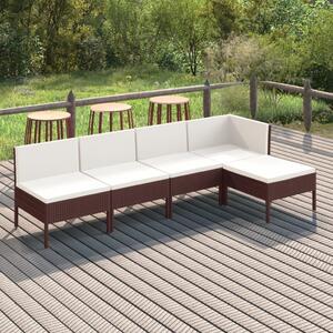 VidaXL 5 részes barna polyrattan kerti ülőgarnitúra párnákkal