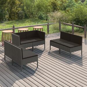 VidaXL 6 részes szürke polyrattan kerti ülőgarnitúra párnákkal