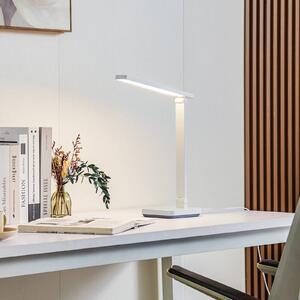 Lindby LED-es íróasztali lámpa Rylas, fehér, USB, CCT