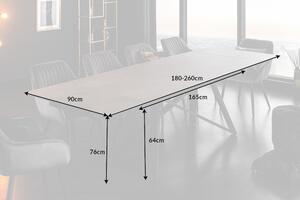 Étkezőasztal GLOBE 180-220-260 cm - világosszürke, fekete