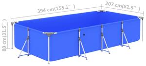 VidaXL kék acélvázas úszómedence 394 x 207 x 80 cm