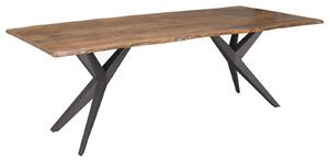Massziv24 - METALL Étkezőasztal 160x90x76, lakkozott, antracit lábakkal (matt), akácfa, natúr