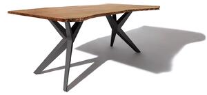 Massziv24 - METALL Étkezőasztal 180x90x76, lakkozott, antracit lábakkal (matt), akácfa, natúr