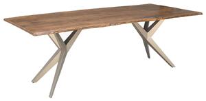 Massziv24 - METALL Étkezőasztal 160x90x76, lakkozott, antracit lábakkal (matt), akácfa, natúr