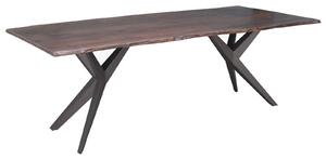 METALL Étkezőasztal 140x90x76, lakkozott, antracit lábakkal (matt), akácfa, barna