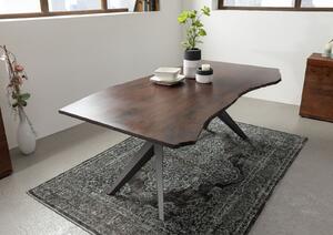 Massziv24 - METALL Étkezőasztal 140x90x76, lakkozott, antracit lábakkal (matt), akácfa, barna
