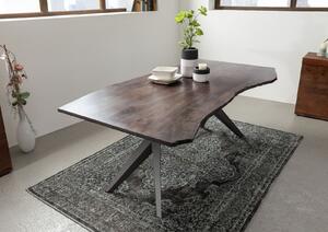 METALL Étkezőasztal 140x90x76, lakkozott, antracit lábakkal (matt), akácfa, szürke