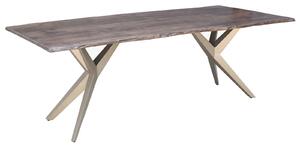 Massziv24 - METALL Étkezőasztal 140x90x76, lakkozott, antracit lábakkal (matt), akácfa, szürke