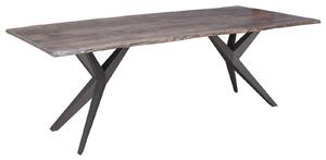 METALL Étkezőasztal 140x90x76, lakkozott, antracit lábakkal (matt), akácfa, szürke