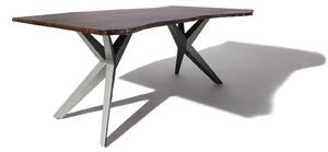 Massziv24 - METALL Étkezőasztal 180x90x76, lakkozott, antracit lábakkal (fényes), akácfa, barna