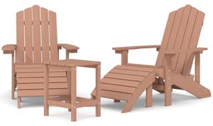 VidaXL barna HDPE kerti adirondack székek lábtartóval és asztallal