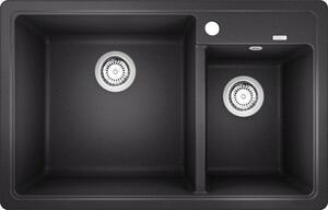 BLANCO LEGRA 8 kétmedencés gránit mosogató, szifonnal, fekete-szemcsés, beépíthető