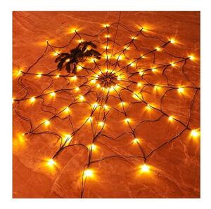 Family Halloween Beltéri LED pókháló pókkal fényfüggöny 70cm átmérő - Meleg fehér