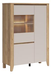 Könyvespolc Talduno 101, Ajtókkal, Zárt, Edzett üveg, Laminált forgácslap, 152x107x43cm, Világos tölgy, Kasmír
