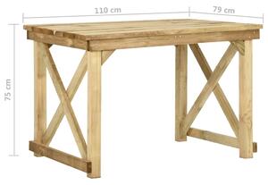 VidaXL impregnált fenyőfa kerti asztal 110 x 79 x 75 cm
