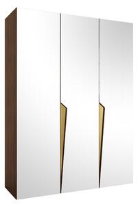 Gardróbszekrény Hartford 614, Laminált forgácslap, 202x150x52cm, Aranysárga, Dió