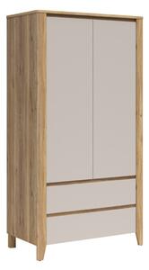 Gardróbszekrény Talduno 103, Laminált forgácslap, 200x107x57cm, Világos tölgy, Kasmír