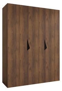 Gardróbszekrény Hartford 619, Laminált forgácslap, 202x150x52cm, Fekete, Dió