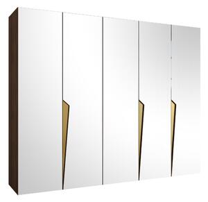 Gardróbszekrény Hartford 616, Laminált forgácslap, 202x250x52cm, Dió, Aranysárga