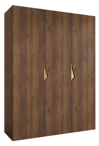 Gardróbszekrény Hartford 619, Laminált forgácslap, 202x150x52cm, Aranysárga, Dió