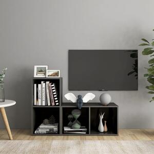 2 db magasfényű szürke szerelt fa TV-szekrény 72 x 35 x 36,5 cm