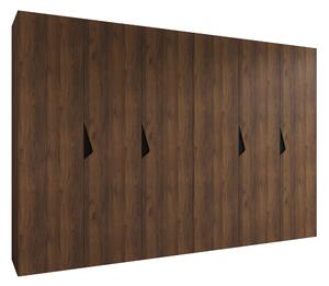 Gardróbszekrény Hartford 622, Laminált forgácslap, 202x300x52cm, Dió, Fekete