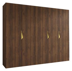 Gardróbszekrény Hartford 621, Laminált forgácslap, 202x250x52cm, Dió, Aranysárga