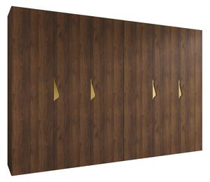 Gardróbszekrény Hartford 622, Laminált forgácslap, 202x300x52cm, Aranysárga, Dió