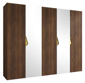 Gardróbszekrény Hartford 626, Laminált forgácslap, 202x250x52cm, Aranysárga, Dió
