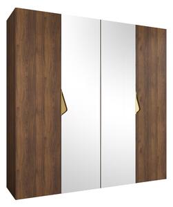 Gardróbszekrény Hartford 625, Laminált forgácslap, 202x200x52cm, Dió, Aranysárga
